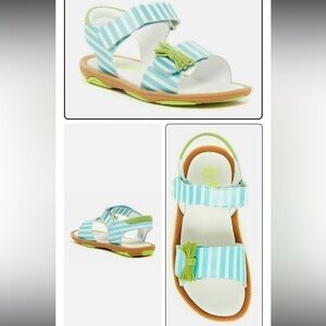 UMI Alize light blue striped leather sandals for Toddler Girls Size 8.5